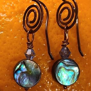 Lot of 2 Abalone & .925 Silver Lot of 2 Pr. Dangle Earrings
